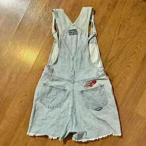 No Excuses Dungarees Shortalls Womens Vintage Bib Cute Bear Overalls Medium